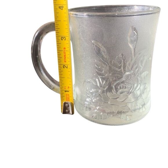 Vintage Pasari Livia Frosted Glass Rose Mug Cup Coffee Tea Classic Style - Picture 5 of 12